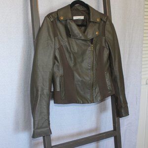 faux leather, deep green, NY & Co. jacket, sm